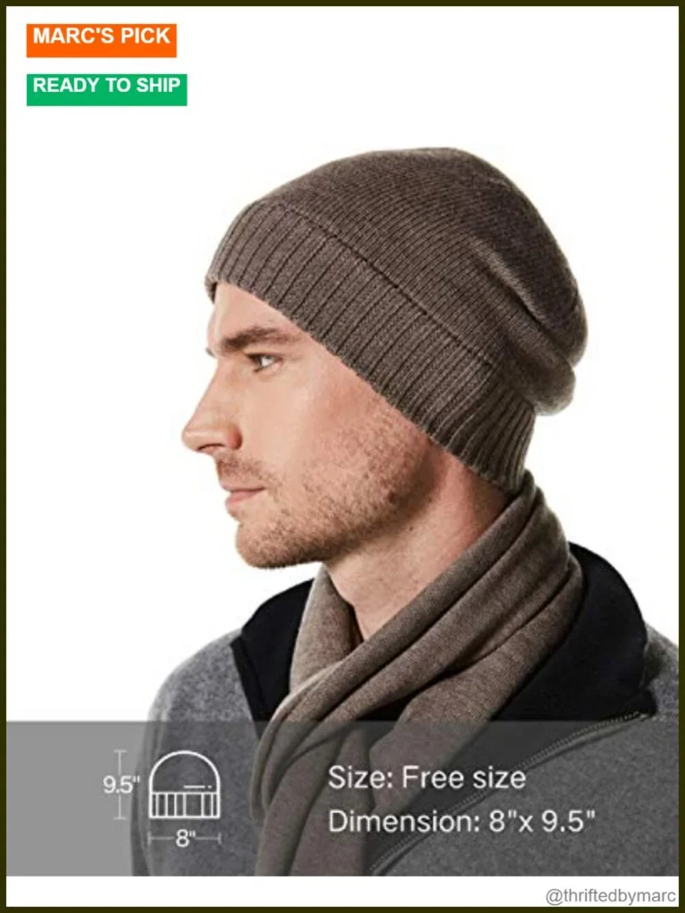 100% Merino Wool Scarf & Beanie Gift Set, Lightweight, Scratch-Resistant, Men's